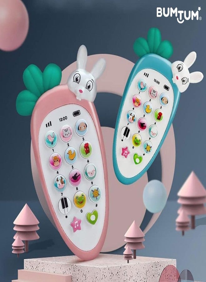 بومتوم لعبة هاتف محمول على شكل فجل من BUMTUM | لعبة موسيقية على شكل أرنب، موسيقى، نغمات رنين وأضواء، هدية عيد ميلاد للأطفال والرضع والأطفال الصغار (متعددة الألوان) - Image 2